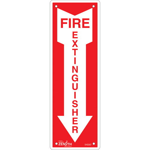 "Fire Extinguisher" Sign, 12" x 4", Aluminum, English with Pictogram Les Fournitures Industrielles Méga
