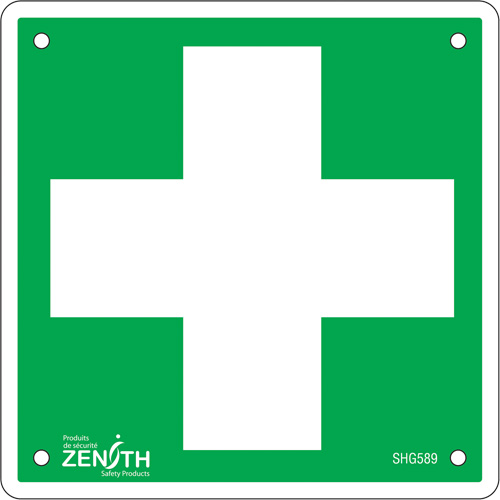 Enseigne premiers soins, 6" x 6", Aluminium, Pictogramme Les Fournitures Industrielles Méga