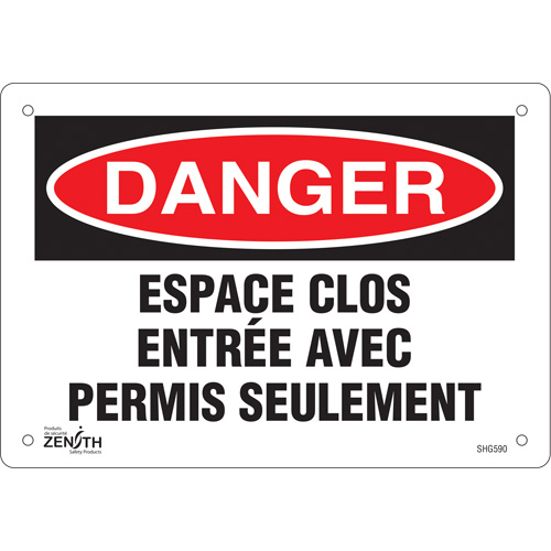 Enseigne  Espace clos , 7" x 10", Aluminium, Français Les Fournitures Industrielles Méga