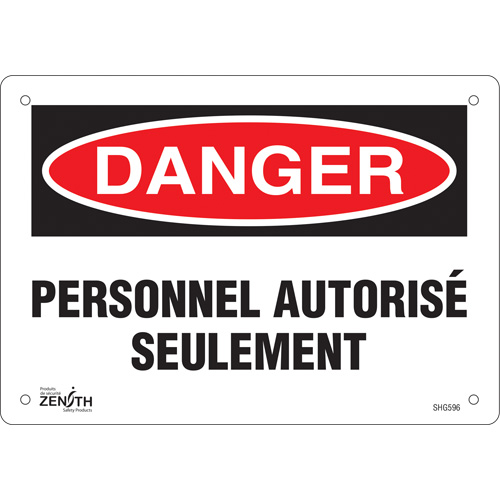 Enseigne  Personnel autoris&eacute; seulement , 7" x 10", Plastique, Français Les Fournitures Industrielles Méga