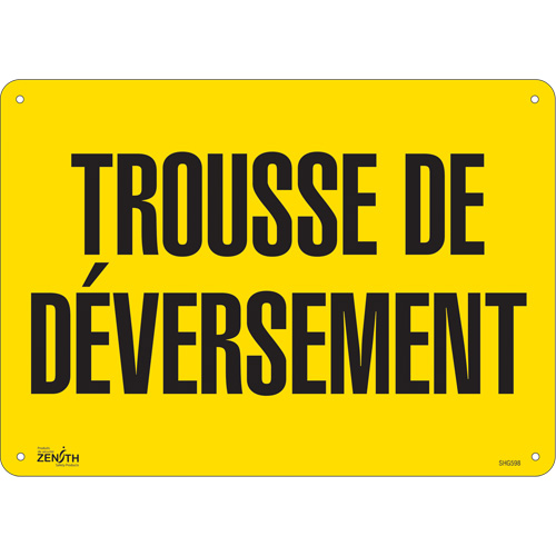 "Trousse de d&eacute;versement" Sign, 10" x 14", Plastic, French Les Fournitures Industrielles Méga