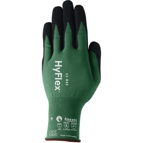 Gants polyvalents &eacute;coresponsables HyFlex 11-842, 5, R&ecirc;vetement Mousse de nitrile, Calibre 15, Enveloppe en Nylon Les Fournitures Industrielles Méga