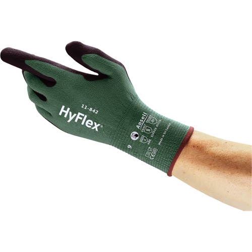 Gants polyvalents &eacute;coresponsables HyFlex 11-842, 5, R&ecirc;vetement Mousse de nitrile, Calibre 15, Enveloppe en Nylon Les Fournitures Industrielles Méga