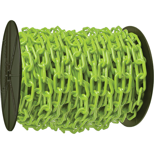 Heavy-Duty Plastic Safety Chain, Green, 2" Link, 100' Length Les Fournitures Industrielles Méga