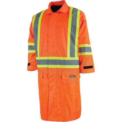 Imperm&eacute;able long avec capuchon amovible, Nylon/PVC, Petit, Orange haute visibilit&eacute; Les Fournitures Industrielles Méga