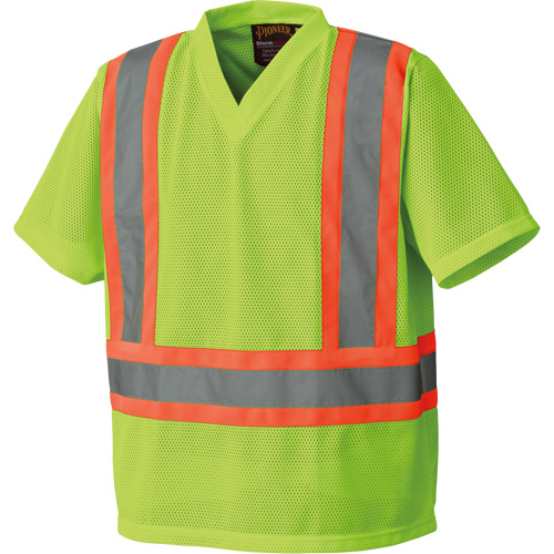 5993P T-shirt de s&eacute;curit&eacute; en maille, Polyester, Petit, Jaune lime haute visibilit&eacute; Les Fournitures Industrielles Méga