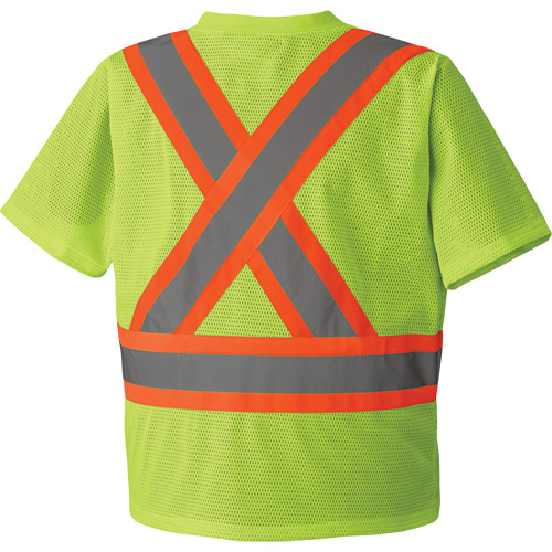 5993P T-shirt de s&eacute;curit&eacute; en maille, Polyester, Petit, Jaune lime haute visibilit&eacute; Les Fournitures Industrielles Méga