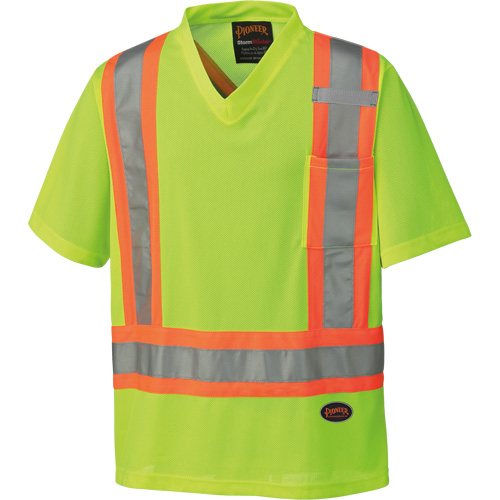 6989 Chandail pour la circulation en micromaille, T-petit, Jaune lime haute visibilit&eacute; Les Fournitures Industrielles Méga