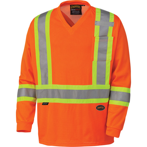 6984 Chandail de s&eacute;curit&eacute; &agrave; manches longues pour circulation en micromaille, Petit, Orange haute visibilit&eacute; Les Fournitures Industrielles Méga