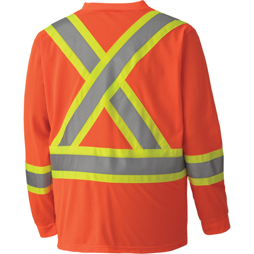 6984 Chandail de s&eacute;curit&eacute; &agrave; manches longues pour circulation en micromaille, Petit, Orange haute visibilit&eacute; Les Fournitures Industrielles Méga