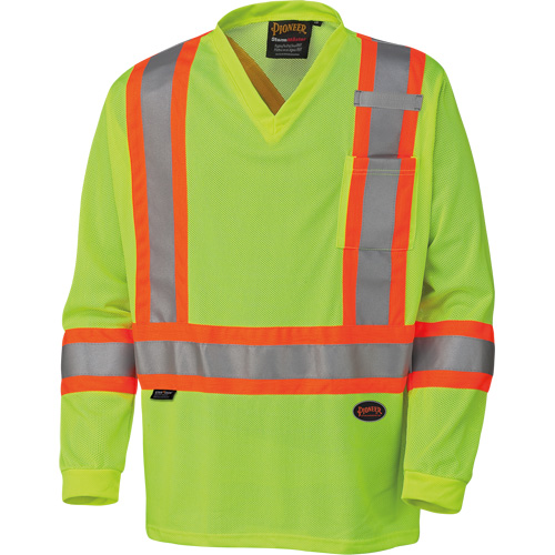 6985 Traffic Micro Mesh Long-Sleeved Safety Shirt, Small, High Visibility Lime-Yellow Les Fournitures Industrielles Méga
