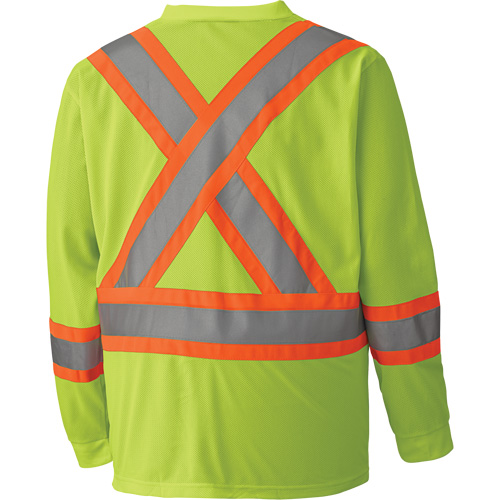 6985 Traffic Micro Mesh Long-Sleeved Safety Shirt, Small, High Visibility Lime-Yellow Les Fournitures Industrielles Méga