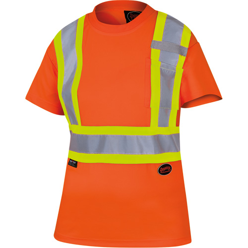 6948 T-shirt de s&eacute;curit&eacute; en il-de-perdrix pour femme, Polyester, T-petit, Orange haute visibilit&eacute; Les Fournitures Industrielles Méga
