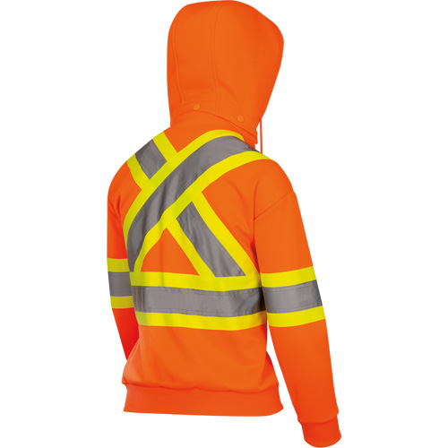 6924W Chandail &agrave; capuchon en molleton avec fermeture &agrave; glissi&egrave;re, Polyester, T-petit, Orange haute visibilit&eacute; Les Fournitures Industrielles Méga