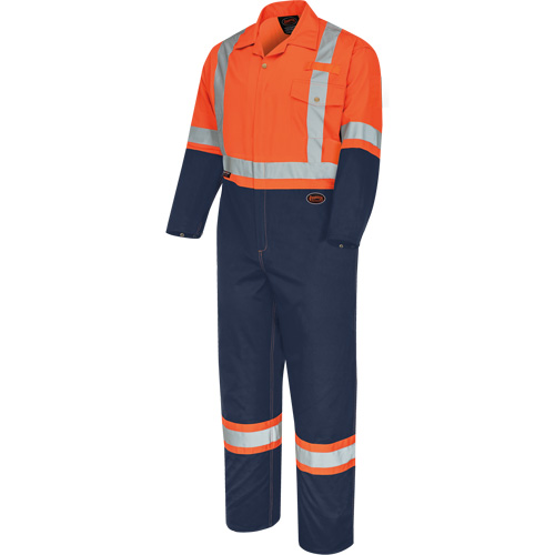 5514BB Combinaison de s&eacute;curit&eacute; 2 tons avec fermeture &agrave; glissi&egrave;re, 36, Orange haute visibilit&eacute;/Bleu marin Les Fournitures Industrielles Méga