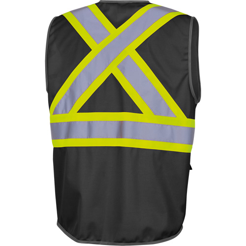 6959BK Veste de s&eacute;curit&eacute; haute visibilit&eacute; en tricot chaîne avec fermeture &agrave; glissi&egrave;re, Noir, T-petit, Polyester Les Fournitures Industrielles Méga