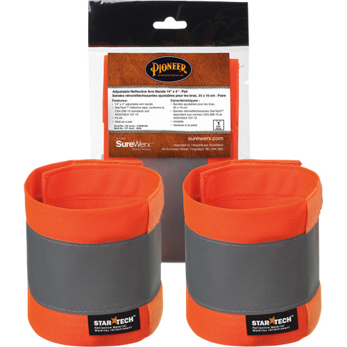 140A Brassard r&eacute;fl&eacute;chissant ajustable orange haute visibilit&eacute; de 14" X 4" Les Fournitures Industrielles Méga