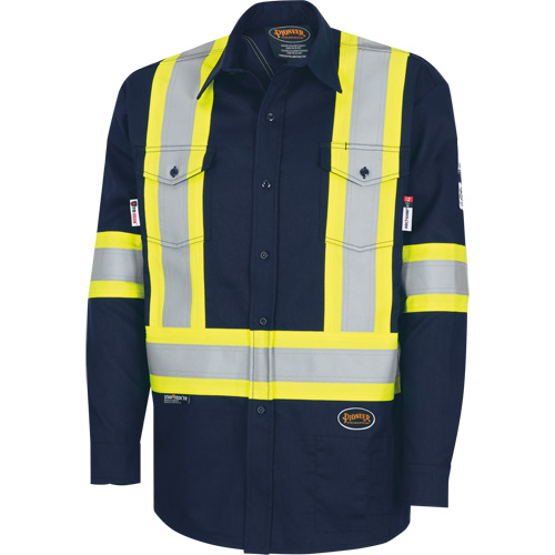 7742SF Chemise de s&eacute;curit&eacute; haute visibilit&eacute; r&eacute;sistant aux arcs &eacute;lectriques 88/12 FR-Tech, Petit, Bleu marin Les Fournitures Industrielles Méga