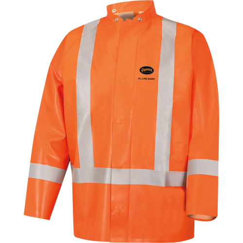 5990J Manteau de s&eacute;curit&eacute; imperm&eacute;able tr&egrave;s robuste ignifuge et r&eacute;sistant aux arcs &eacute;lectriques, Petit, Orange haute visibilit&eacute;, 11 cal/cm² Les Fournitures Industrielles Méga