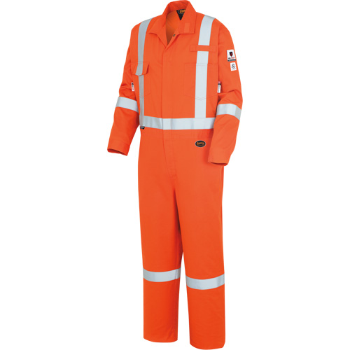 7708AT Combines ignifuges et r&eacute;sistants aux arcs &eacute;lectriques &agrave; haute visibilit&eacute; The Rock FR-Tech, Taille 40 (grand taille), Orange haute visibilit&eacute;, 10 cal/cm² Les Fournitures Industrielles Méga