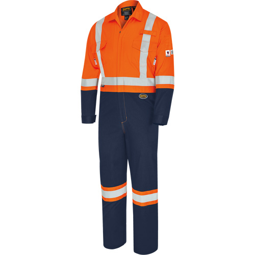 7702BBT Combine de s&eacute;curit&eacute; deux tons FR-Tech, Taille 40 (grand taille), Bleu marin/Orange, 10 cal/cm² Les Fournitures Industrielles Méga
