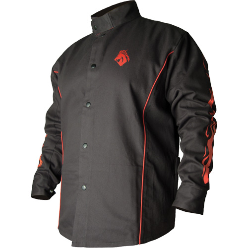 Veste de soudage BSX ignifuge profil&eacute;, Coton, Moyen, Noir Les Fournitures Industrielles Méga