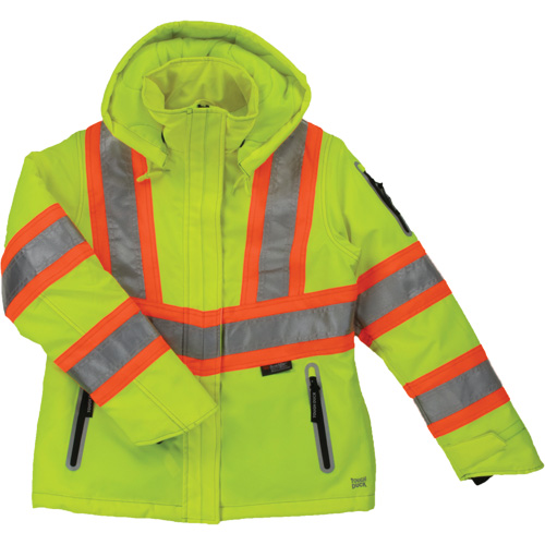Manteau de s&eacute;curit&eacute; isolant et extensible pour femmes, Polyester, Jaune lime haute visibilit&eacute;, Moyen Les Fournitures Industrielles Méga