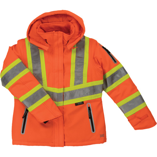 Manteau de s&eacute;curit&eacute; isolant et extensible pour femmes, Polyester, Orange haute visibilit&eacute;, Grand Les Fournitures Industrielles Méga
