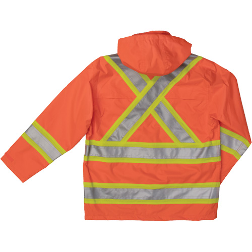 Manteau de s&eacute;curit&eacute; imperm&eacute;able en tissu ind&eacute;chirable Ripstop, Polyester, Petit, Orange haute visibilit&eacute; Les Fournitures Industrielles Méga