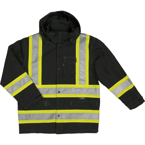 Manteau de s&eacute;curit&eacute; imperm&eacute;able en tissu ind&eacute;chirable Ripstop, Polyester, T-petit, Noir Les Fournitures Industrielles Méga
