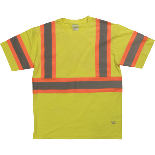 Chemise de s&eacute;curit&eacute; &agrave; manches courtes, Coton, T-petit, Jaune lime haute visibilit&eacute; Les Fournitures Industrielles Méga