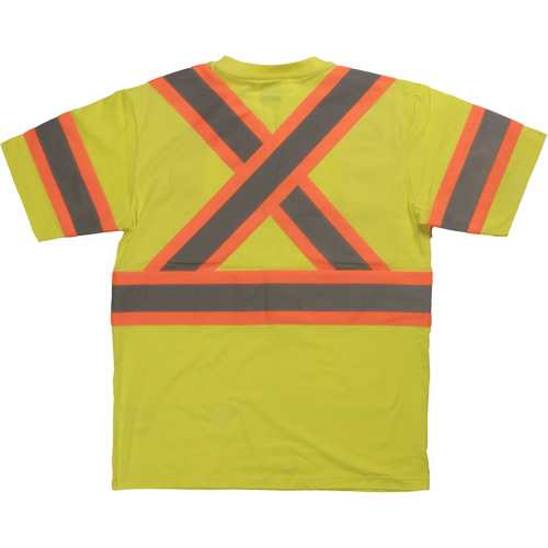 Chemise de s&eacute;curit&eacute; &agrave; manches courtes, Coton, T-petit, Jaune lime haute visibilit&eacute; Les Fournitures Industrielles Méga