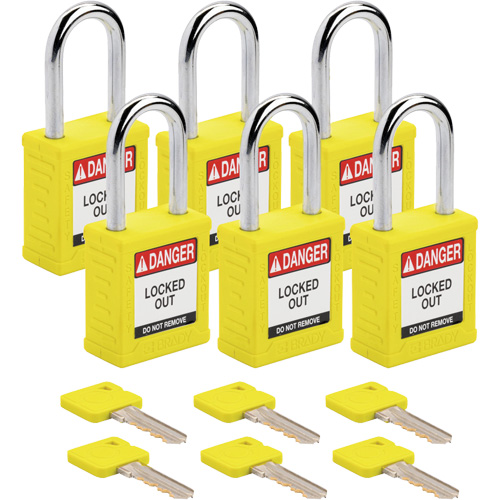 Velocity Lockout Padlocks, Yellow, Keyed Different, Nylon, 1-1/2" Width Les Fournitures Industrielles Méga