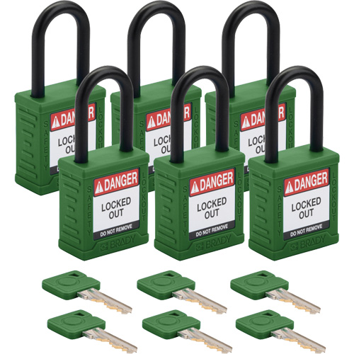 Velocity Lockout Padlocks, Green, Keyed Different, Nylon, 1-1/2" Width Les Fournitures Industrielles Méga