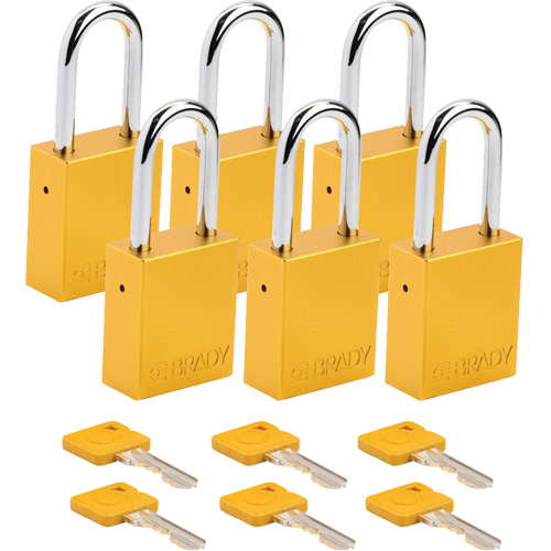 Cadenas de verrouillage Velocity, Jaune, Cl&eacute;s identiques, Aluminium, Largeur de 1-1/2" Les Fournitures Industrielles Méga