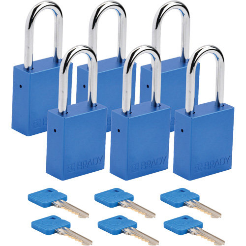 Cadenas de verrouillage Velocity, Bleu, Cl&eacute;s diff&eacute;rentes, Aluminium, Largeur de 1-1/2" Les Fournitures Industrielles Méga