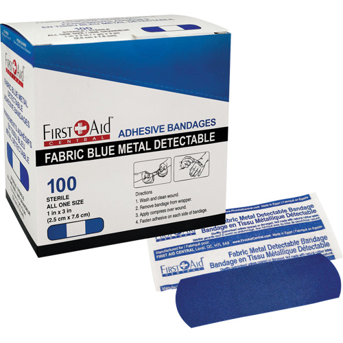 Bandages, Rectangular/Square, 3", Fabric Metal Detectable, Sterile Les Fournitures Industrielles Méga