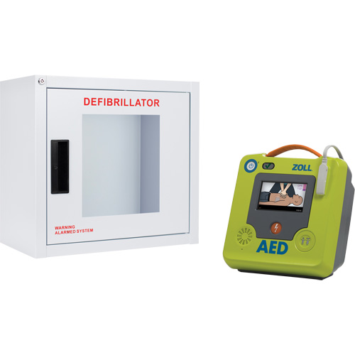 Ensemble armoire murale et d&eacute;fibrillateur AED 3, Semi-automatique, Anglais, Classe 4 Les Fournitures Industrielles Méga