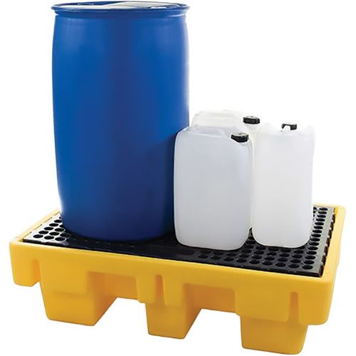 2-Drum Spill Pallet, 61 US gal. Spill Capacity, 51.5" x 36" x 15" Les Fournitures Industrielles Méga