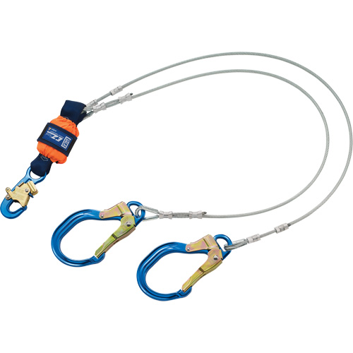 Longe absorbante d'&eacute;nergie, 6', Point d'ancrage &agrave; Crochet d'armature, Crochet mousqueton aux jambes, M&eacute;tal Les Fournitures Industrielles Méga