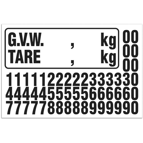 Trousse de num&eacute;rotation de la masse brute du v&eacute;hicule (MBV) pour camion, Num&eacute;ros/lettres/ponctuation assortis, Noir Les Fournitures Industrielles Méga