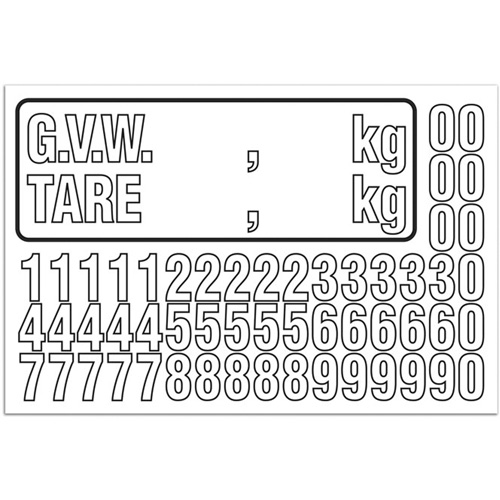 G.V.W. Truck Number Kit, Assorted Numbers/Letters/Punctuation, White Les Fournitures Industrielles Méga