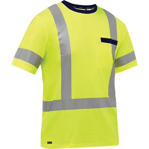 Bisley&reg; X-Back Short Sleeve Shirt, Poly-Cotton, Small, High Visibility Lime-Yellow Les Fournitures Industrielles Méga