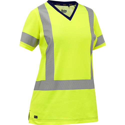 Chemise &agrave; manches courtes et X au dos Bisley pour femmes, Poly-coton, Petit, Jaune lime haute visibilit&eacute; Les Fournitures Industrielles Méga