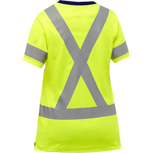 Chemise &agrave; manches courtes et X au dos Bisley pour femmes, Poly-coton, Petit, Jaune lime haute visibilit&eacute; Les Fournitures Industrielles Méga