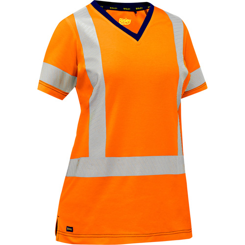 Chemise &agrave; manches courtes et X au dos Bisley pour femmes, Poly-coton, Petit, Orange haute visibilit&eacute; Les Fournitures Industrielles Méga