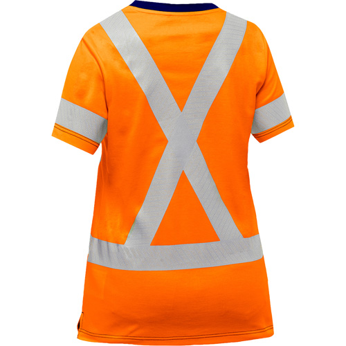 Chemise &agrave; manches courtes et X au dos Bisley pour femmes, Poly-coton, Petit, Orange haute visibilit&eacute; Les Fournitures Industrielles Méga