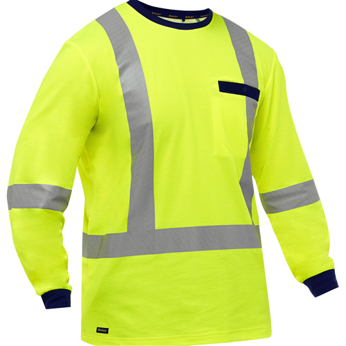 Bisley&reg; X-Back Long Sleeve Shirt, Poly-Cotton, Small, High Visibility Lime-Yellow Les Fournitures Industrielles Méga