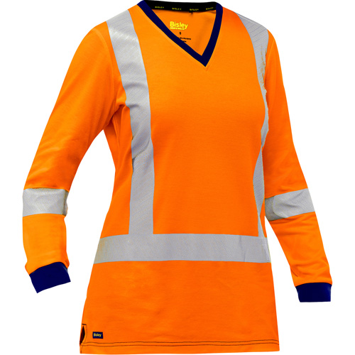Chemise &agrave; manches longues et X au dos Bisley pour femmes, Poly-coton, Petit, Orange haute visibilit&eacute; Les Fournitures Industrielles Méga
