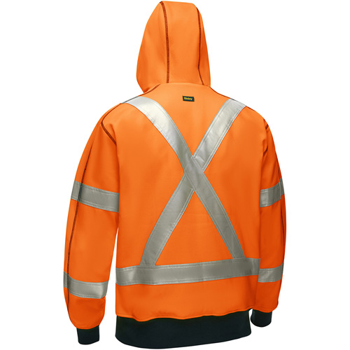 Bisley&reg; X-Back Full Zip Hooded Sweatshirt with Sherpa Lining, Small, High Visibility Orange Les Fournitures Industrielles Méga